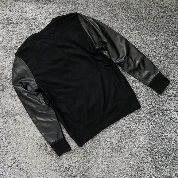 Helmut Lang Leather and Wool Pullover Sweater - Picture 3 of 5